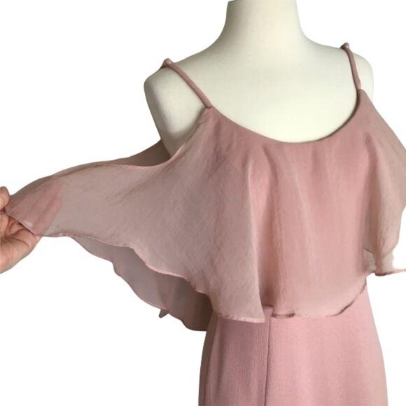 Dress the Population Diana Gown Size Small Blush Side Slit Cold Shoulder New - Picture 5 of 15